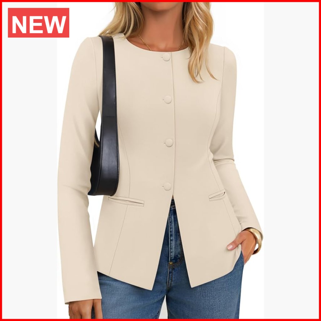 Polyester Blend Fitted Blazer With Drawstring Waist For Business Casual